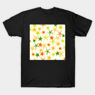 Starfish galaxy in lime green, emerald green, zesty orange and tangerine T-Shirt